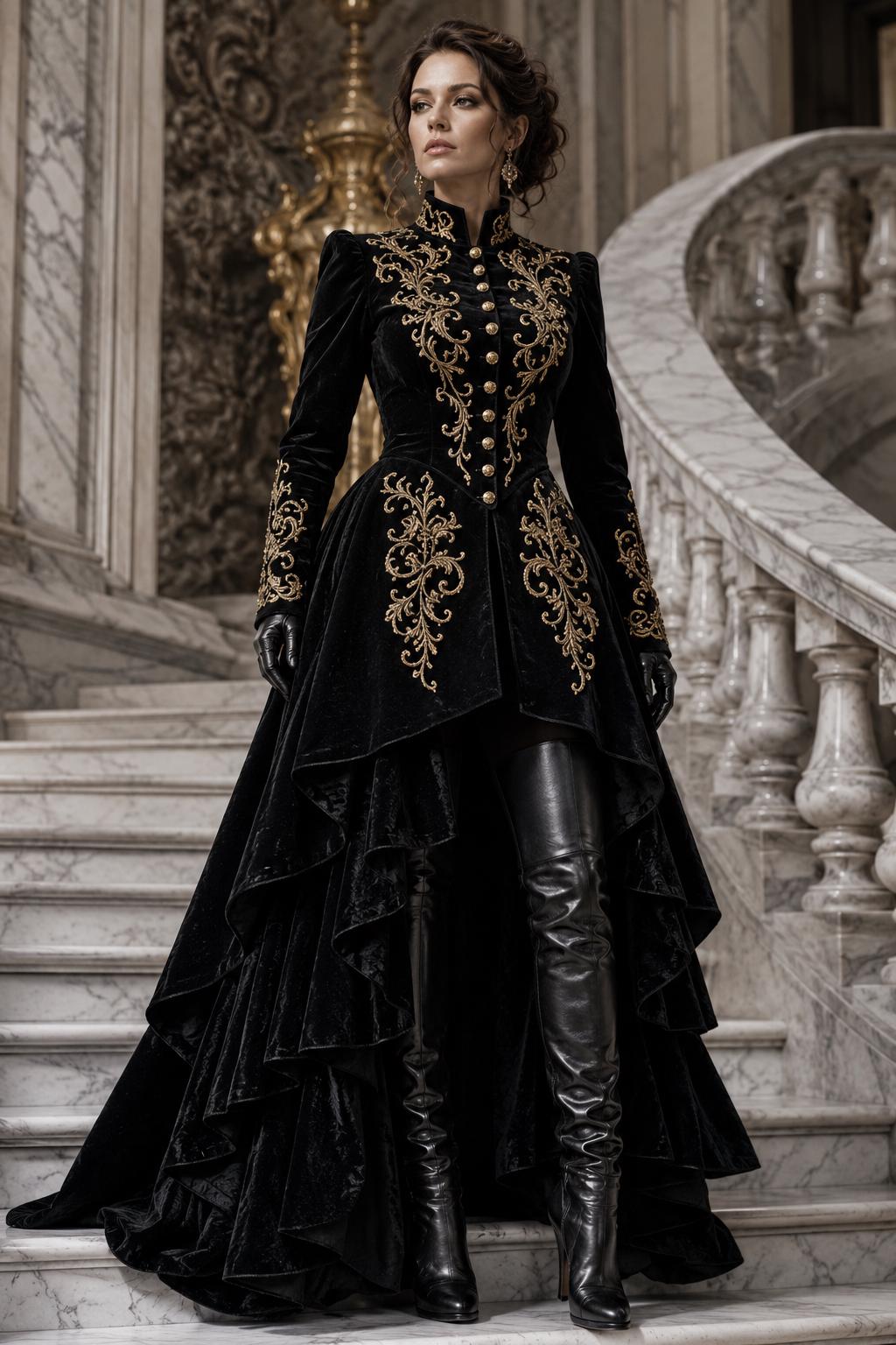 black and gold fantasy dress When Chaos Rises | Victorian Dresses