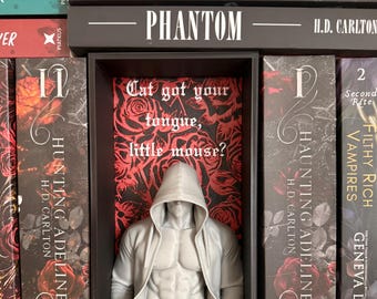 Dark Romance Book Nook | Hooded Figure Bookish Decor | Gothic Shelf Insert | Spicy Reader Gift | Book Lover Display | Fantasy Bookshelf Art