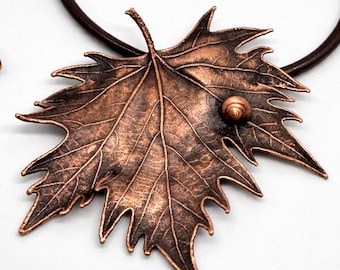 Real Maple Leaf Necklace, Electroformed Copper, Botanical Jewelry