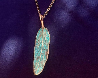 Real Sage Leaf Necklace, Electroformed Copper, Botanical Jewelry