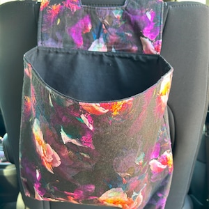 Black Floral Car Organizer/Trash Bag