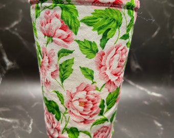 Large Light Pink Floral Insulated Cup Sleeve