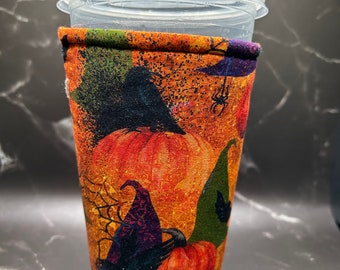 Large Witch Hats and Pumpkins Insulated Cup Sleeve