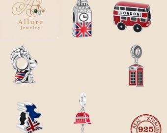 Sterlingzilveren unieke Engelse en Britse bedel voor armband, ketting en sleutelhanger