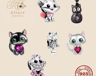 Sterlingzilveren kattenbedel voor armband, ketting en sleutelhanger