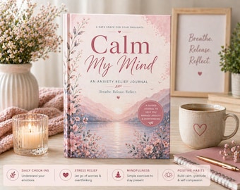 Anxiety Relief Journal | Calm Mind Guided Workbook | Overthinking Journal for Women | Mental Health Journal | Digital Download PDF