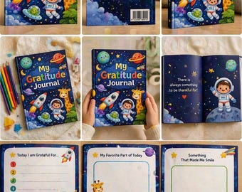 Kids Gratitude Journal PDF | Space Theme Mindfulness Journal for Children | Daily Reflection Workbook | Digital Download