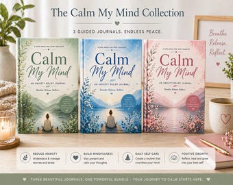 Anxiety Relief Journal | Calm Mind Guided Workbook | Overthinking Journal for Women | Mental Health Journal | Digital Download PDF