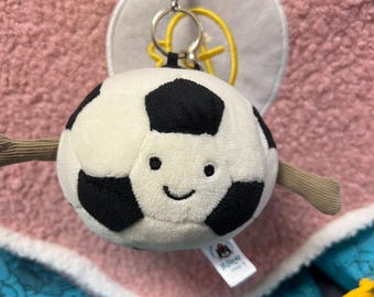 Llavero de peluche con forma de balón de fútbol de Jellycat Amuseables, juguete bonito, regalo nuevo con etiquetas