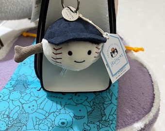 Llavero con dije de bolsa de béisbol Jellycat Amuseables, peluche, nuevo con etiquetas, bolsa guardapolvo, regalo 2026