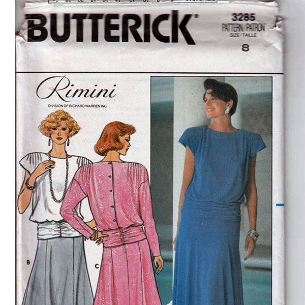 Dress with gathered hip band Misses Size 8 / Original Butterick uncut Sewing Pattern 3285