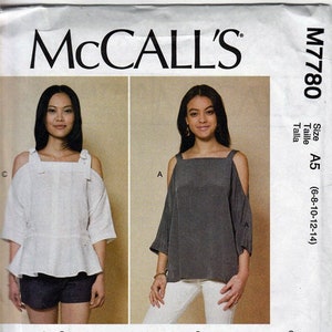 Off the shoulder Tops Misses Size 6-14  / Original McCall&#39;s uncut Sewing Pattern M7780