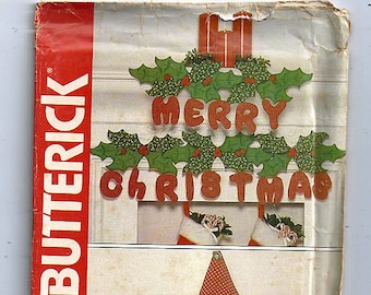 Adornos navideños de Papá Noel para centro de mesa y pared / Patrón de costura original sin cortar Butterick 4525