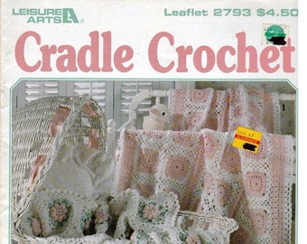 Cradle Crochet 6 Baby afghans to Crochet Pattern Book Leisure Arts Leaflet 2793