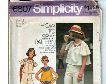 Top, Pants and shorts Misses Size 12 / Original Simplicity Uncut Sewing Pattern 6807