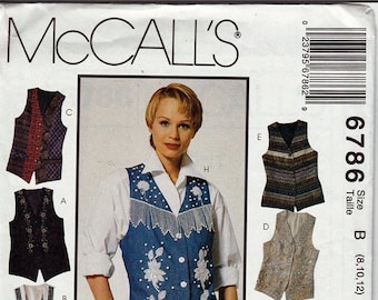 Lined Vests Misses Size 12  / Original McCall's uncut Sewing Pattern 6786
