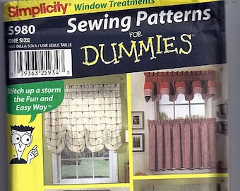 Window Treatments / Original  Simplicity uncut Sewing Pattern For Dummies 5980