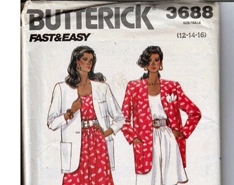 misses Jacket, top shorts and skirt Size 12, 14, 16  / Original Butterick uncut Sewing Pattern 3688