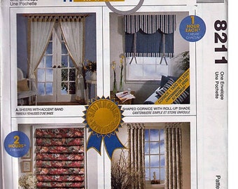 Window Treatments / Original McCall's Home Dec In A Sec Uncut Sewing Pattern 8211