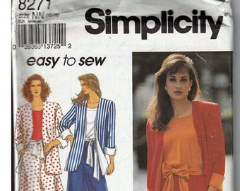 Misses Split Skirt, slim skirt, top, jacket and sash Size 10-16 / Original Simplicity uncut Sewing Pattern 8271