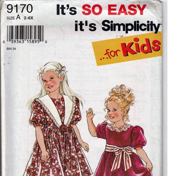 Childs Dress Size 2-6X / Original Simplicity Crafts Uncut Sewing Pattern 9170