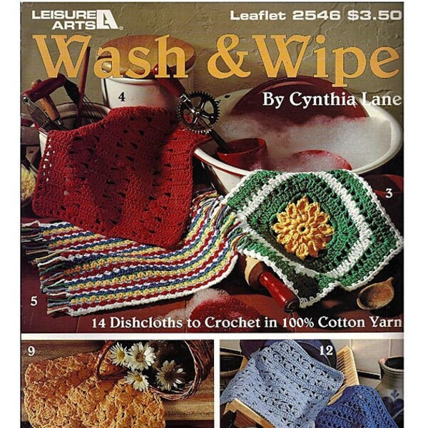 Wash and Wipe Crochet Pattern for Dish Towels Leisure arts Leaflet 2546