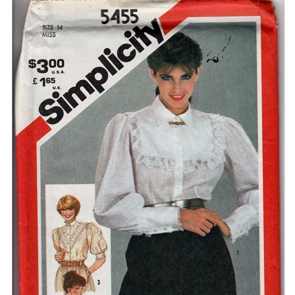 front band button blouse Misses Size 14 / Original Simplicity Uncut Sewing Pattern 5455