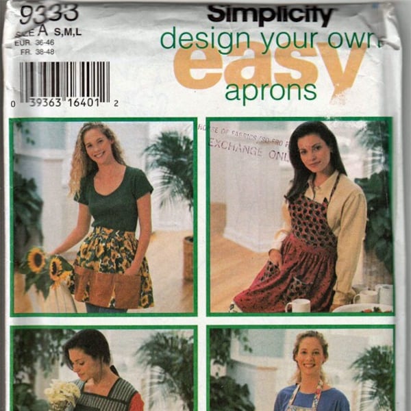 Design your Own Aprons S, M, L /  Original Simplicity Sewing Pattern 9333