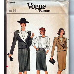 Jacket, Skirt and blouse Misses Size 14 / Original Vogue uncut Sewing Pattern 8740