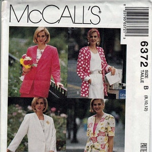 Unlined jackets Misses Size 8, 10, 12  / Original McCall&#39;s uncut Sewing Pattern 6372