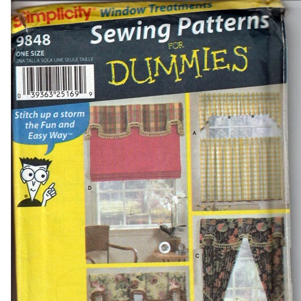 Window Treatments / Original Simplicity Sewing Patterns for Dummies Uncut Sewing Pattern 9848