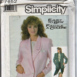 Loose fitting unlined Jackets  Misses size 6, 10, 12 / Original Simplicity Crafts Uncut Sewing Pattern 7852