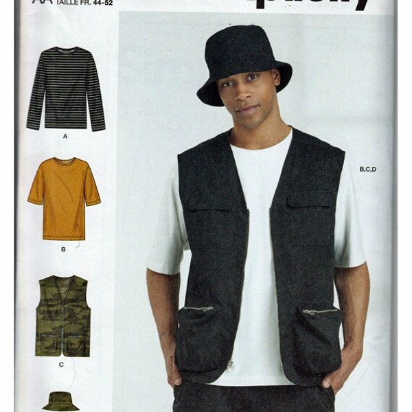 Knit Top, Vest and Hat Mens Chest Size 34-42/ Original Simplicity uncut Sewing Pattern S9651