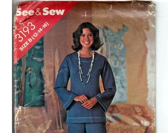 Top and pants Misses Size 12, 14, 16 / Original See & Sew Butterick Uncut Sewing Pattern 3193