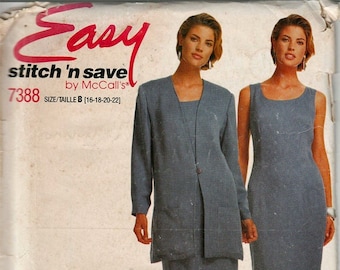 Jacket and dress Misses Size 16 to 22  / Original McCall's uncut Sewing Pattern 7388