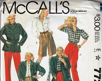 Jackets, Pants, Shorts, Shirt and Ascot Misses Size 10 / Original McCall's uncut Sewing Pattern 7724