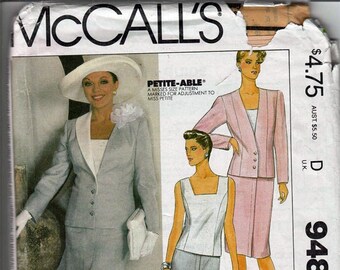 Dynasty Jacket, Top and Skirt Misses Size 14 / Original Simplicity uncut Sewing Pattern 9483