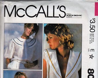 gathered pullover top Misses Size 8  / Original McCall's uncut Sewing Pattern 8038