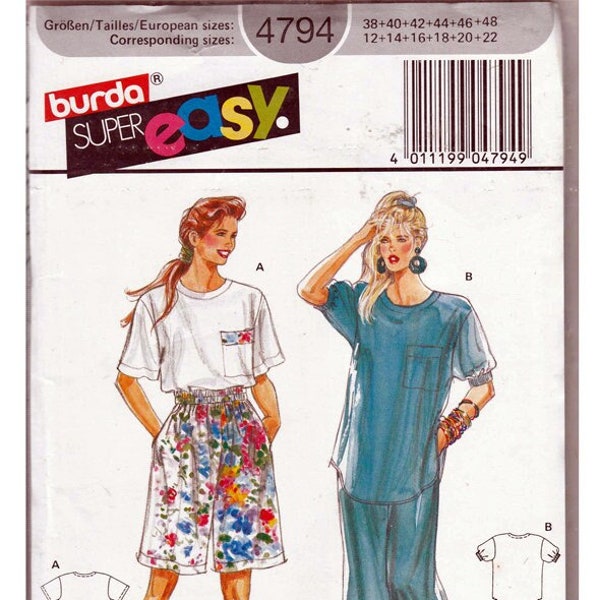 Top, Shorts and Pants Misses size 12-22 / Original Burda Super Easy Uncut Sewing Pattern 4794