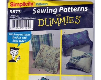 Pillows / Original  Simplicity uncut Sewing Pattern For Dummies 0744 / 9873