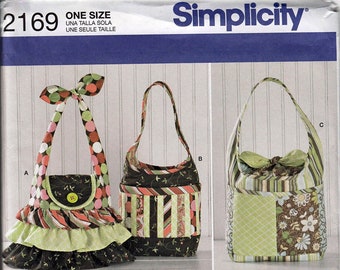 Cylinder and ruffle Bags in Four Styles / Original Simplicity Uncut Sewing Pattern 2169