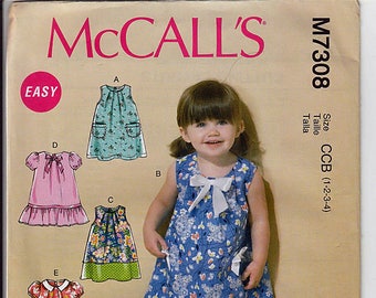 McCalls Sewing Pattern M7308 Toddlers/' Tent Dresses