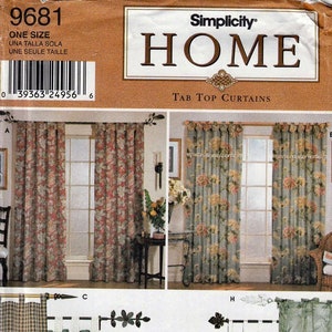 Tab top Curtains / Original Simplicity Home Uncut Sewing Pattern 9681