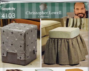 Ottomans and Slipcovers for them / Original SimplicityChristopher Lowell Collection Uncut Sewing Pattern 4103