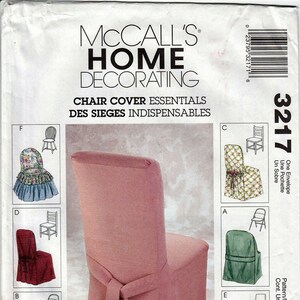 Chair Cover Essentials / Original McCall's Home Decorating Uncut Sewing Pattern 3217