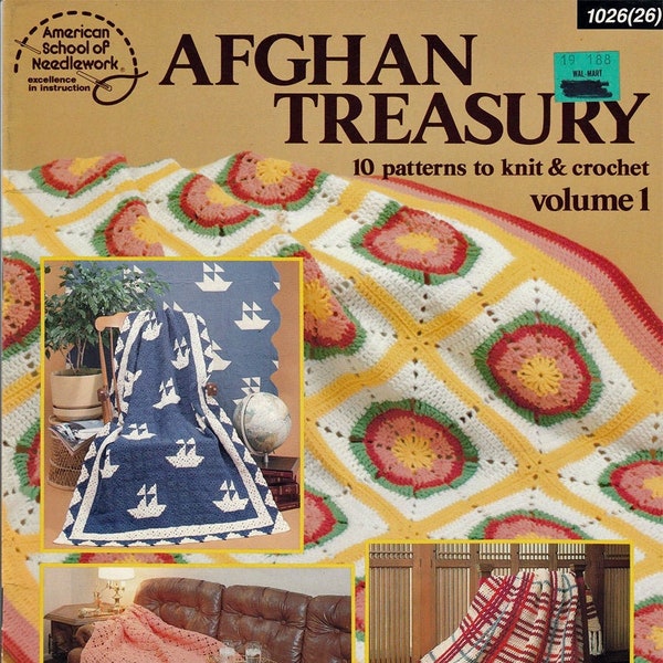 Afghan Treasury  10 Patterns Volume 1 to Knit  & Crochet Pattern Book American School of Needlework 1026