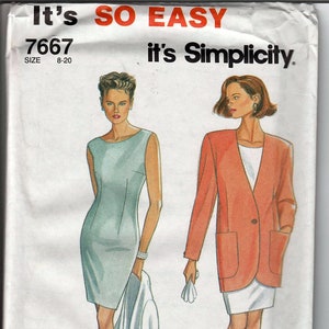 Jacket and Dress Misses Size 8 to 20 / Original Simplicity Uncut Sewing Pattern 7667