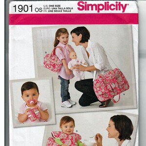 Baby Accessories Diaper bag, pacifier cover, bib / Original Simplicity Uncut Sewing Pattern 1901