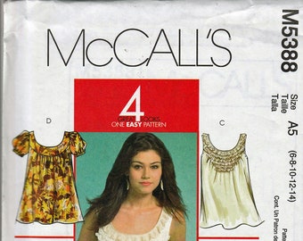 Tops Misses Size  6 to 14 / Original McCall's  uncut Sewing Pattern M5388