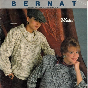 Four Beautiful Sweaters for men and women to Knit Pattern Bernat Book 566